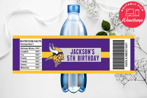 Printable Minnesota Vikings Water Bottle Labels Instant Download