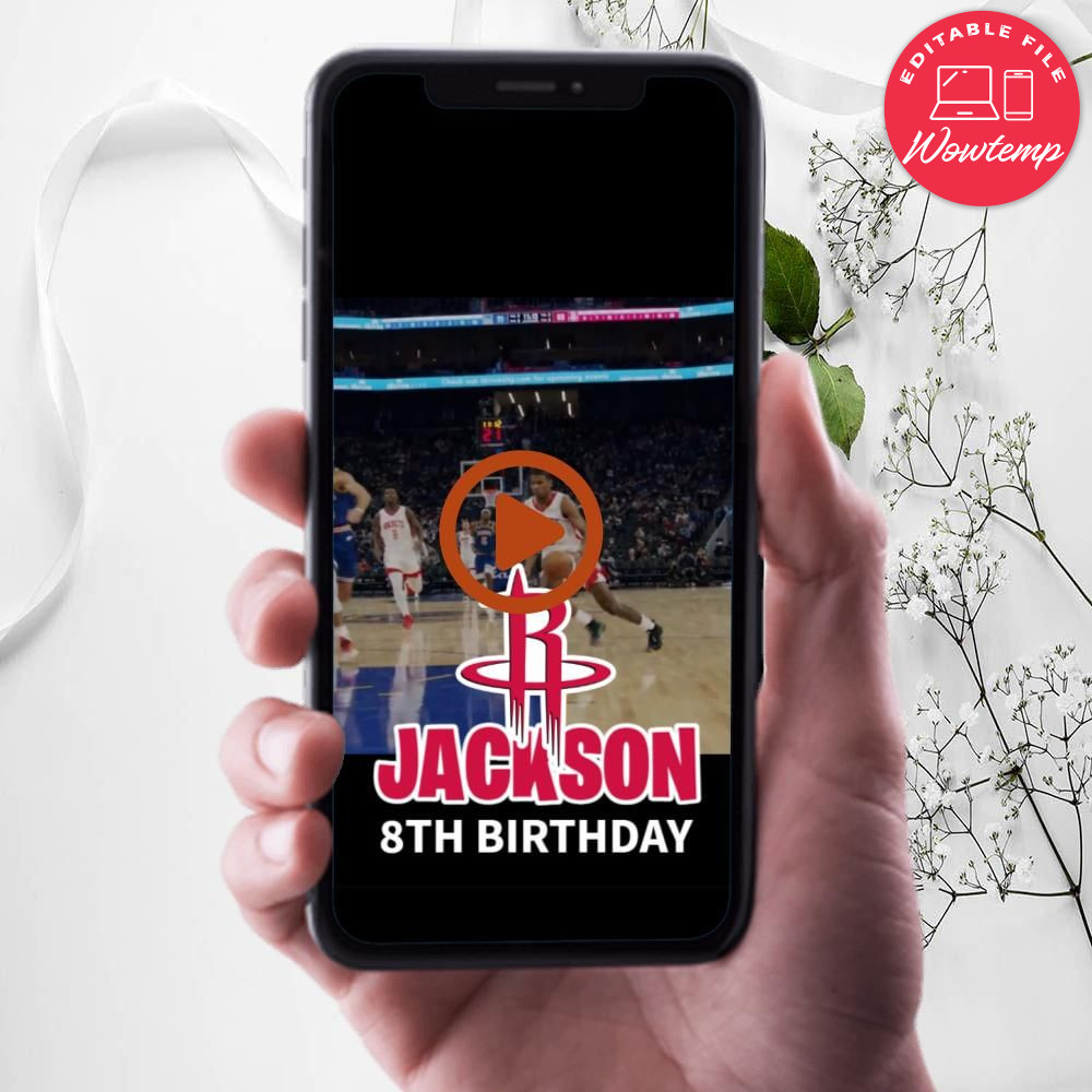 Houston Rockets Invitation Digital Template Instant Download | Wowtemp