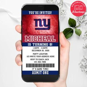 Electronic New York Giants Ticket Electronic Invite Birthday Invites Instant Download