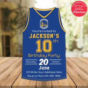 Golden State Warriors Jersey Birthday Flyer Instant Download