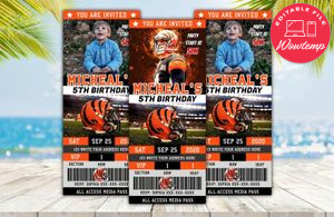 Editable Cincinnati Bengals Birthday Ticket Invitations Instant Download