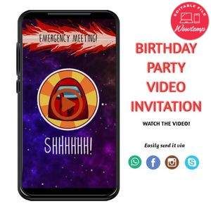 Digital Among Us Customizable Mp4 Video Invitation File Template Instant Download