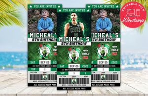 Boston Celtics Party Ticket Invitation Instant Download