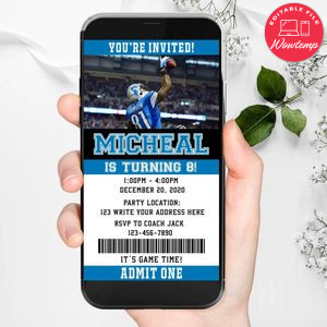 Electronic Calvin Johnson Detroit Lions Ticket Electronic Invite Birthday Invites Instant Download