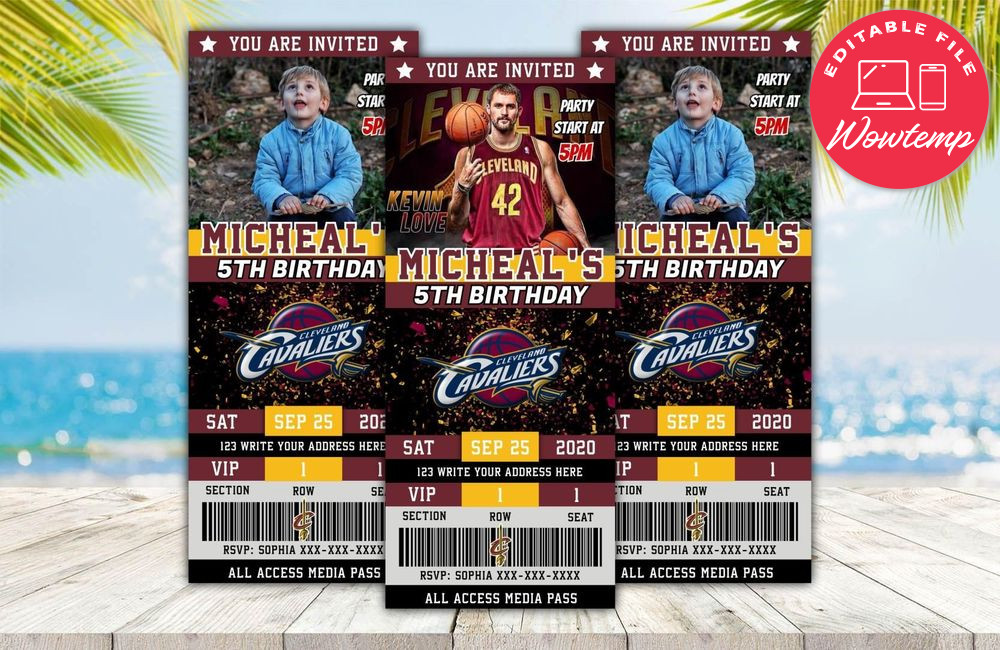 Cleveland Cavaliers Ticket Birthday Editable Templates Instant Download