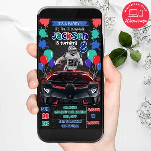 Mobile Ezekiel Elliott Dallas Cowboys Drive By Birthday Parade Electronic Invite Invitation Template Instant Download