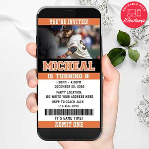 Electronic San Francisco Giants Electronic Invite Birthday Invitations Instant Download