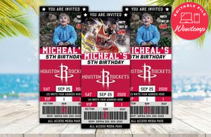 Editable Houston Rockets Birthday Ticket Invitation Instant Download