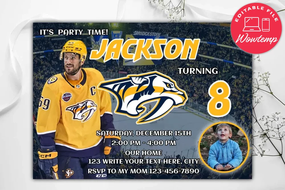 Nashville Predators Birthday Invitation Instant Download | Wowtemp