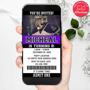 Electronic Los Angeles Kings Ticket Electronic Invite Birthday Invitations Instant Download