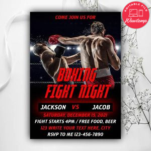 Fight Night Invitation Instant Download