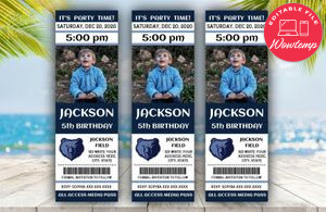 Memphis Grizzlies Birthday Ticket With Photo Invitation Instant Download