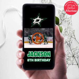 Dallas Stars Birthday Video Invitation Digital Template Customizable Instant Download