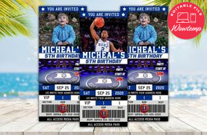 Editable Blue Devils Duke Birthday Ticket Invitations Instant Download