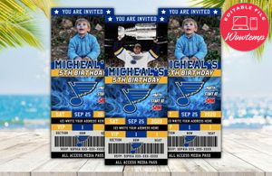 Editable St Louis Blues Birthday Ticket Invitation Instant Download