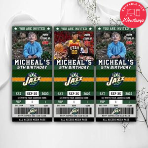 Jordan Clarkson Utah Jazz Birthday Ticket Invitations Instant Download