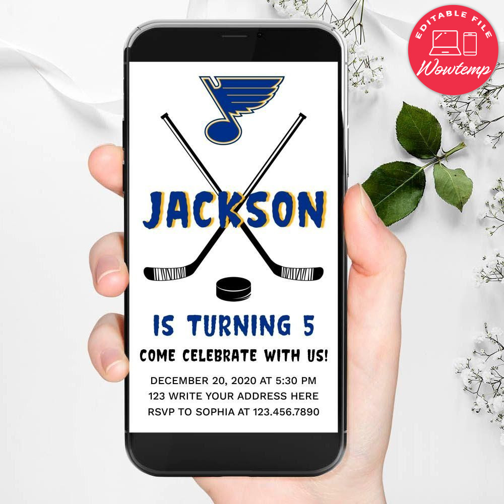 Electronic St Louis Blues Electronic Invite Birthday Flyer Template Instant Download