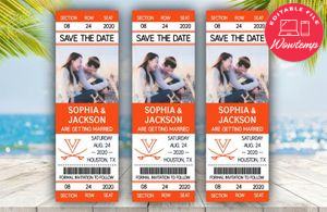 Virginia Cavaliers Basketball Save The Date Wedding Engagement Announcement Ticket Invitation Instant Download