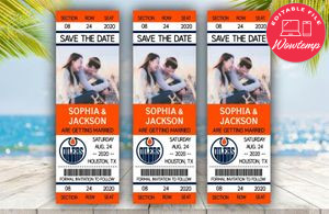 Edmonton Oilers Save The Date Wedding Engagement Announcement Ticket Invitation Instant Download