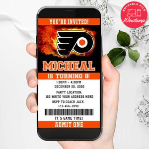 Electronic Philadelphia Flyers Ticket Electronic Invite Birthday Invites Instant Download
