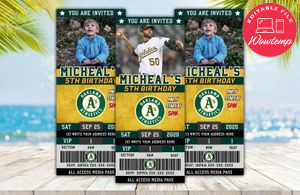 Editable Oakland Athletics Birthday Ticket Invitations Instant Download