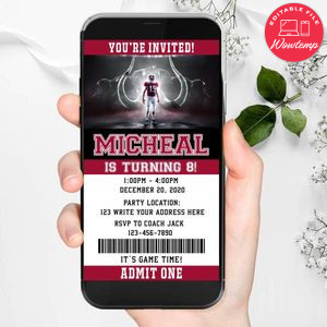 Electronic Alabama Crimson Tide Electronic Invite Birthday Invitations Instant Download