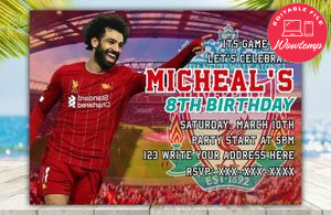 Editable Mohamed Salah Liverpool FC Party Invitation Digital Files