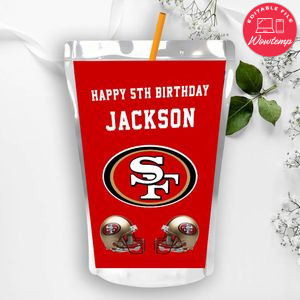 San Francisco 49ers Birthday Capri Sun Juice Label Instant Download
