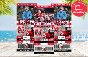 Editable Nebraska Cornhuskers Birthday Ticket Invitations Instant Download