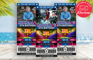 Lionel Messi Barcelona FC Ticket Birthday Editable Templates Instant Download