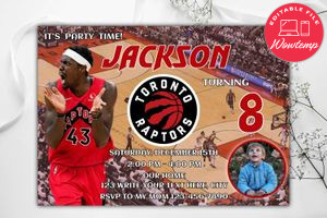 Toronto Raptors Birthday Invitation Template to Print at Home Instant Download
