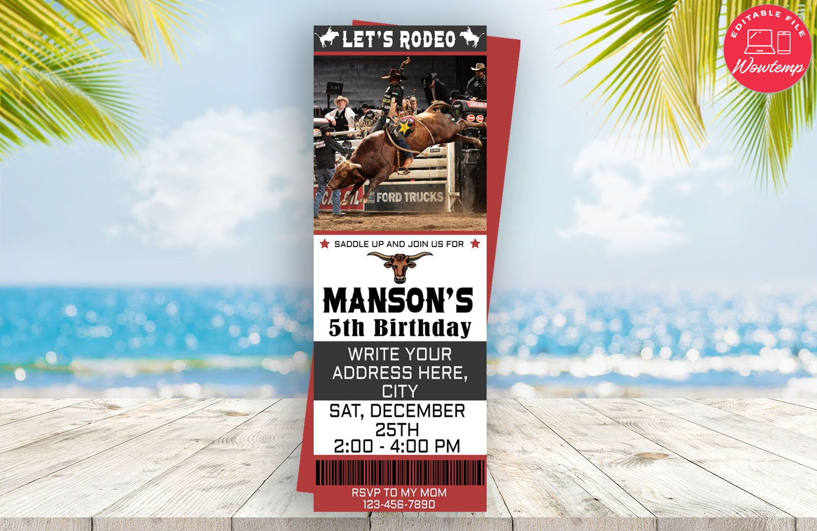 Rodeo Ticket Birthday Editable Templates Instant Download | Wowtemp