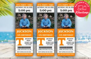 Printable Tennessee Volunteers Birthday Ticket With Photo Invitation Instant Download