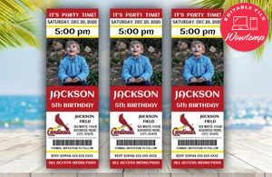 Printable St. Louis Cardinals Birthday Ticket With Photo Invitation Instant Download