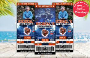 Editable Chicago Bears Birthday Ticket Invite Instant Download