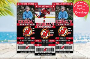 New Jersey Devils Ticket Birthday Editable Templates Instant Download
