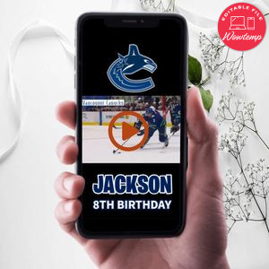 Vancouver Canucks Birthday Video Invitation Digital Template Customizable Instant Download