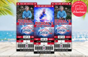 Editable Los Angeles Clippers Birthday Ticket Invitations Instant Download