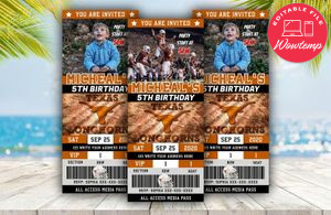 Editable Texas Longhorns Birthday Ticket Invites Instant Download