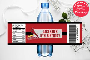 Printable St. Louis Cardinals Water Bottle Labels Instant Download