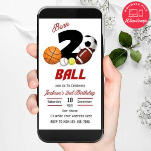 born two ball Mobile Invitation Customizable Template Instant Download