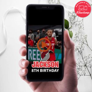 Portland Trail Blazers Birthday Video Invitation Digital Template Customizable Instant Download