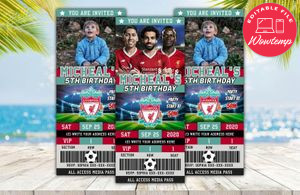 Editable Liverpool FC Birthday Ticket Invite Digital File