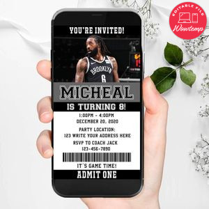 Electronic Brooklyn Nets Electronic Invite Birthday Invitations Instant Download