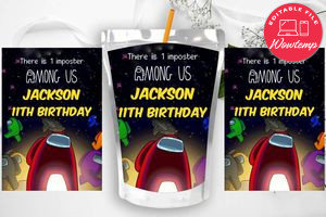 Printable Among Us Birthday Capri Sun Juice Label Instant Download