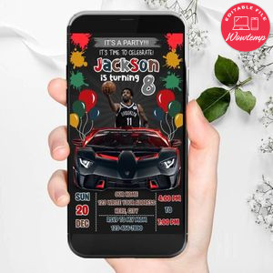 Mobile Kyrie Irving Brooklyn Nets Drive By Birthday Parade Electronic Invite Invitation Template Instant Download