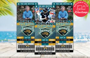 Editable Jacksonville Jaguars Birthday Ticket Invitations Instant Download