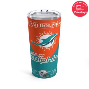 Miami Dolphins 20 oz Skinny Tumbler Customizable Design Template Instant Download