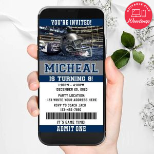 Dallas Cowboys Ticket Electronic Invite Birthday Invitations Instant Download