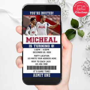 Electronic Tottenham Ticket Electronic Invite Birthday Invites Instant Download
